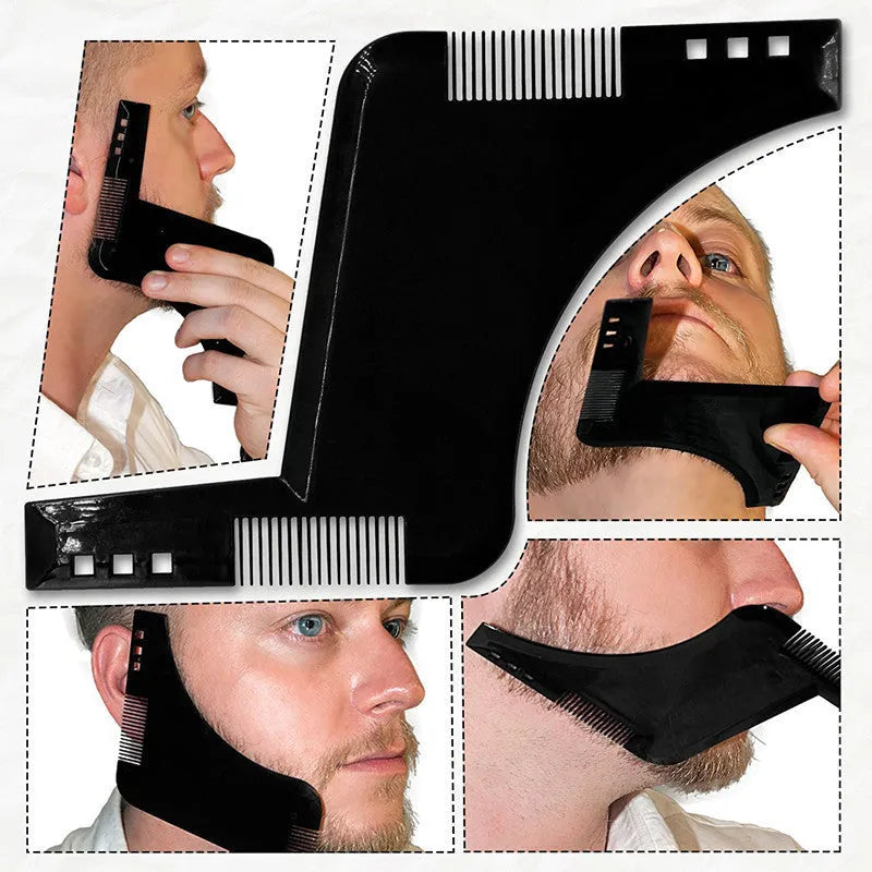 Zafrani double-sided beard comb in transparent black, ABS plastic, approximately 17cm by 11.5cm