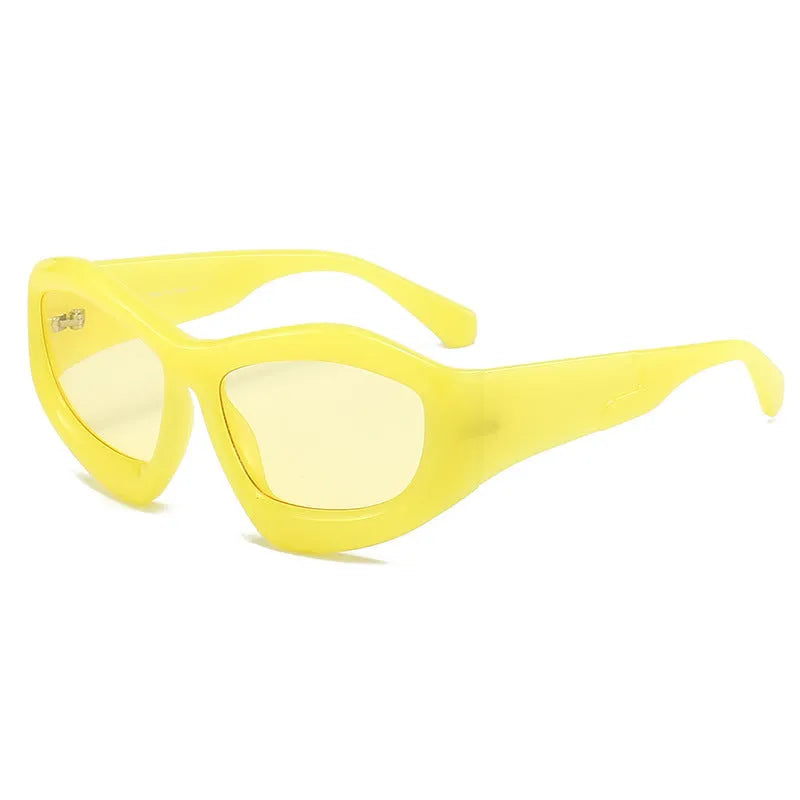 Concave shape sun glasses with bubble element design in multiple colour options for outdoor activities