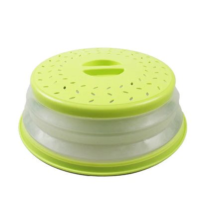 Foldable plastic microwave cover in various colors for splatter protection