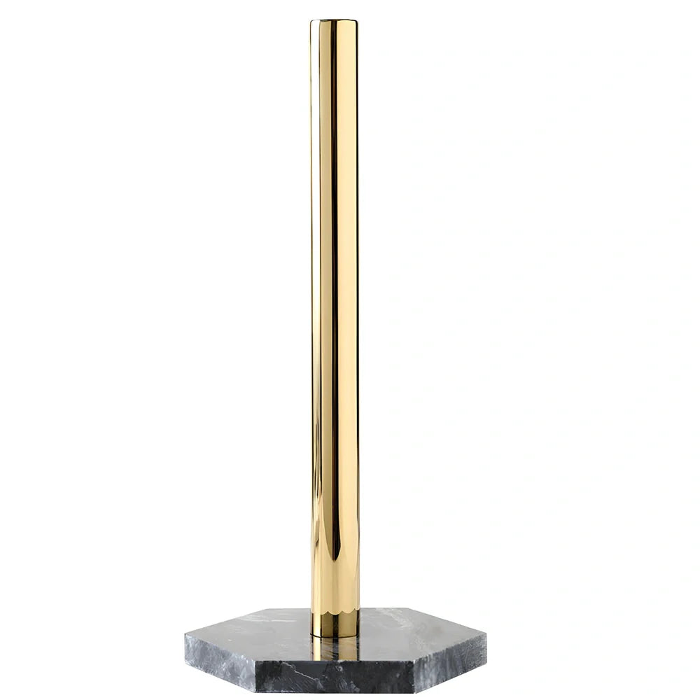 Stainless steel and natural marble kitchen towel holder with 24cm circular base