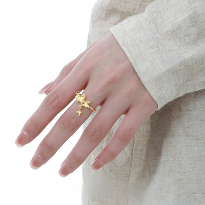 Original design wild butterfly silver ring with adjustable opening, shown in white gold and 18K gold colour options.