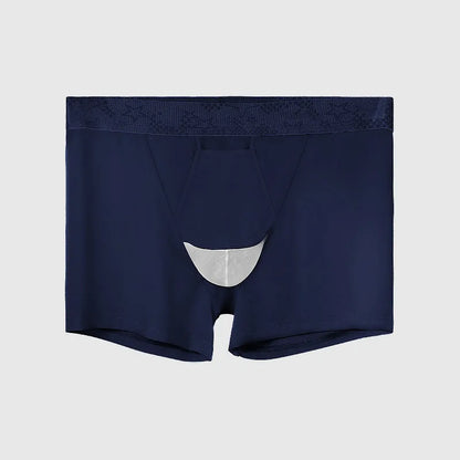 Men's black ice silk knitted nylon sports underwear, mid waist boyshort design