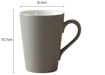Creative office mug with handle in black, grey, khaki or light grey with enamel coating