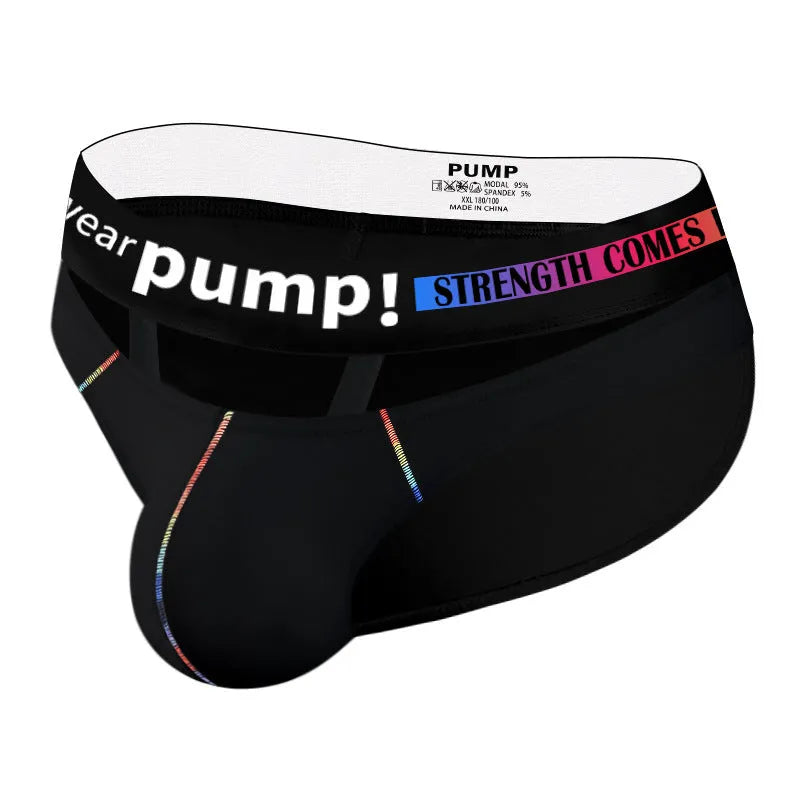 Men's solid colour modal briefs in low waist design, shown in black and white options
