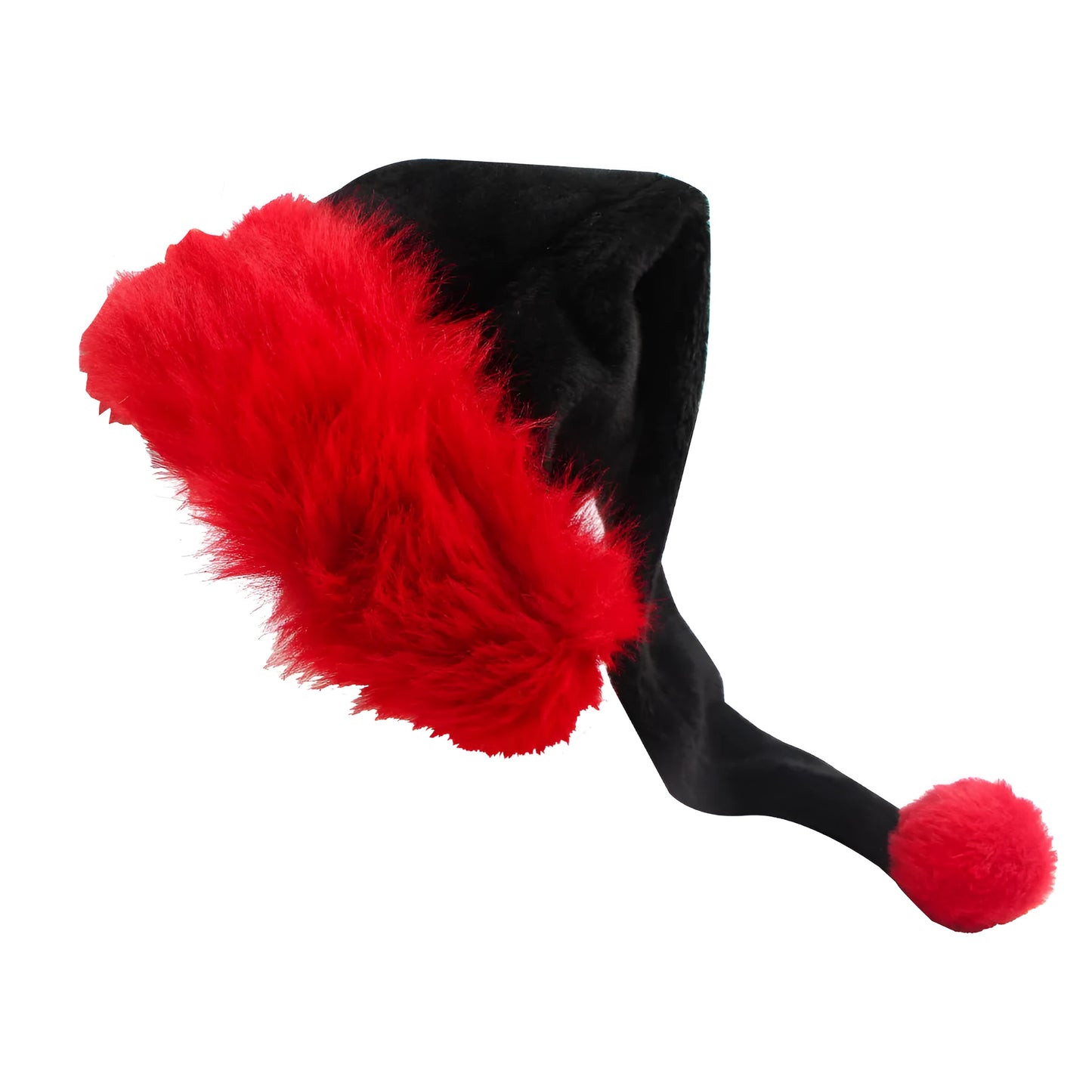 Christmas plush hat in white and black or red and black colour combinations