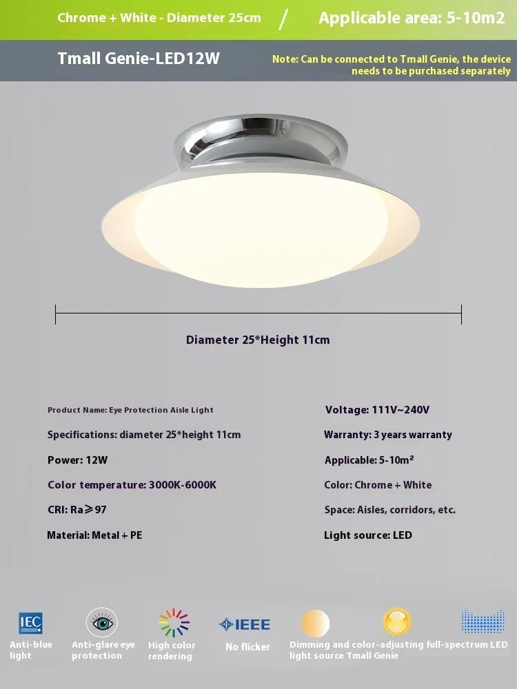 Modern flying saucer shaped ceiling lamp in cream style with minimalist design and clean geometric lines