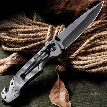 Alloy folding knife with a 115mm handle, shown in open position.