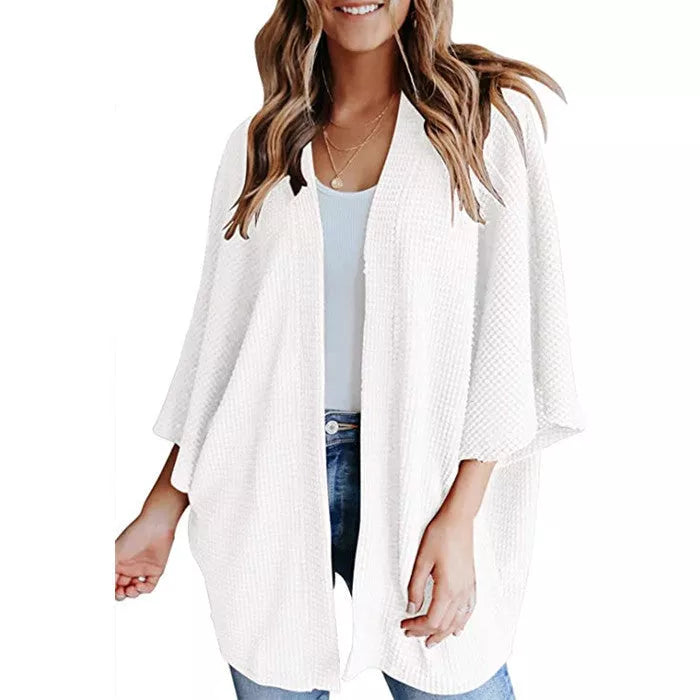 Bat Sleeve Waffle Gerson Women's Cardigan in various colors and sizes