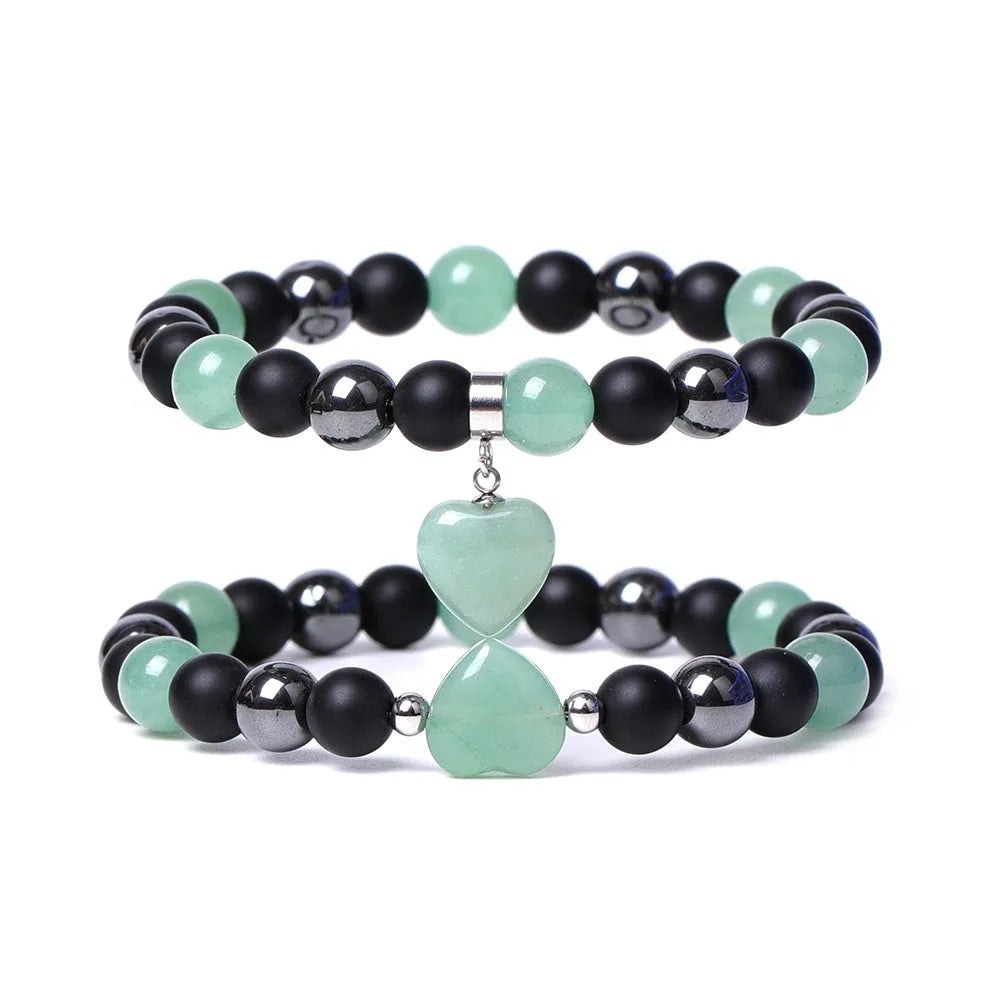 Lvdongling Tigereye hand-cut peach heart stone bracelet with cosmic moon and planet elements