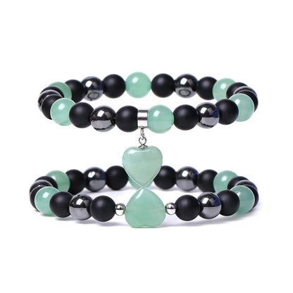 Lvdongling Tigereye hand-cut peach heart stone bracelet with cosmic moon and planet elements