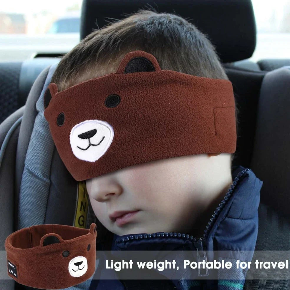 Bluetooth animal headband sleep mask with dinosaur hood showing integrated speakers and wireless design