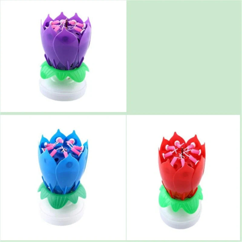 Musical Lotus Candles in various colors with a unique lotus design and music feature