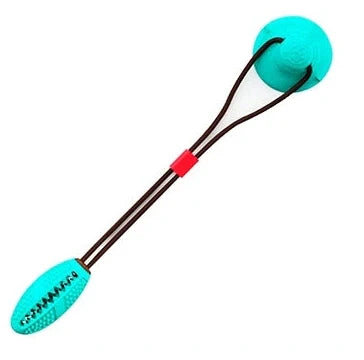 Blue suction cup pet toy with 28.5-inch length and 3.15-inch ball for dogs and cats