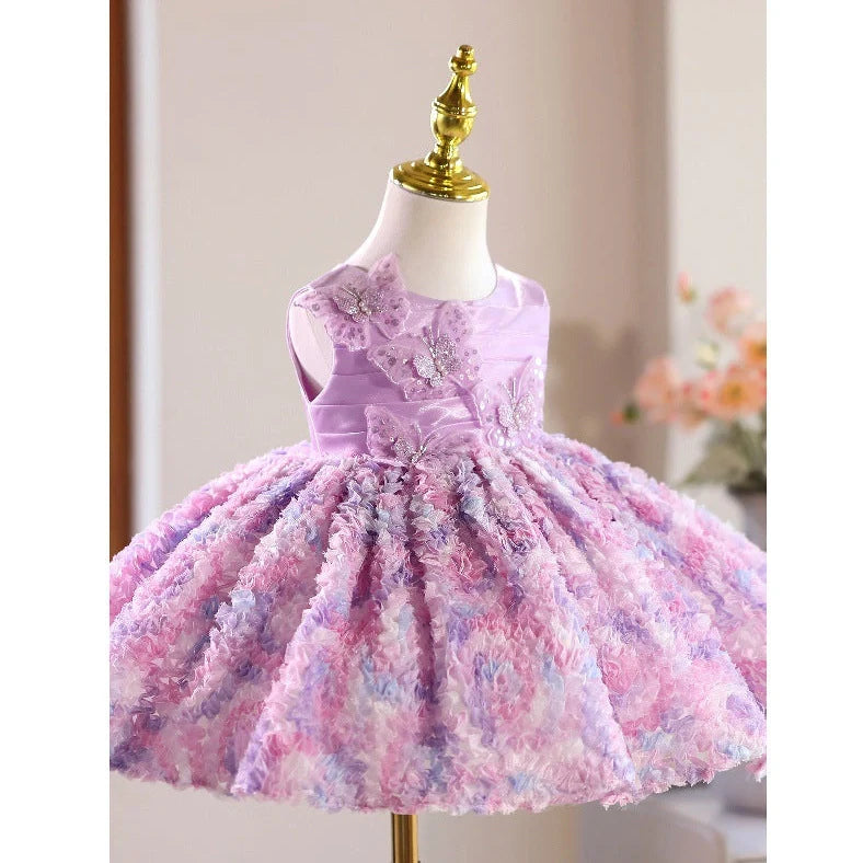 Purple multi-layer pettiskirt for girls with height options from 80cm to 150cm