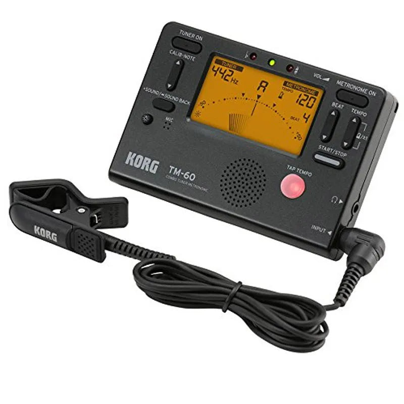 Universal tuning metronome with plastic shell showing tempo controls and display