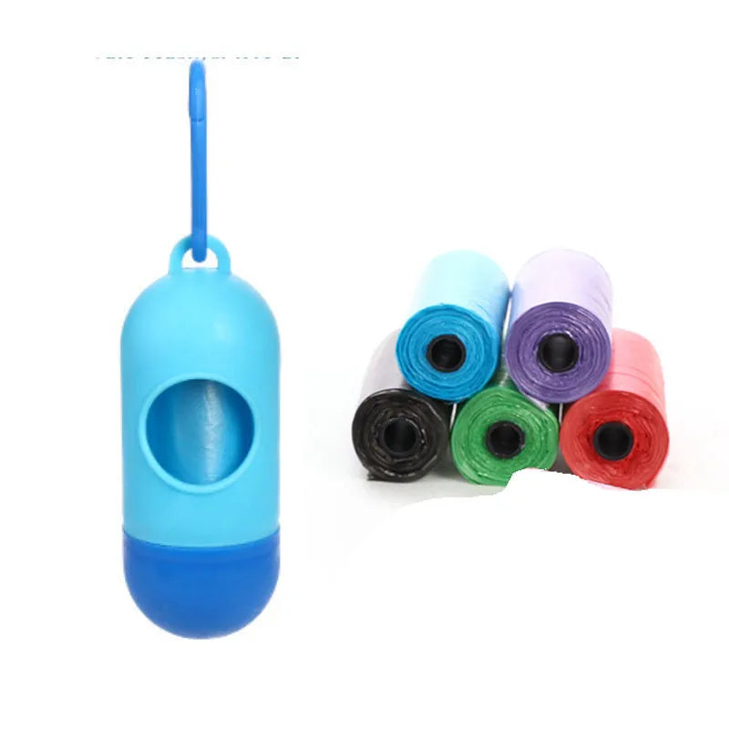 Multi-colour dog waste cleanup bags showing black, blue, green, pink, and red variants in 22.5x30cm size