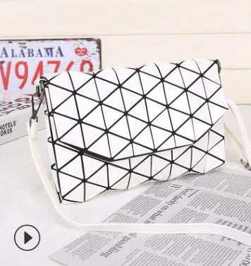 Rhombic ABS envelope shoulder bag with diagonal strap in black, brown, grey, pink, red, white, light green, burgundy, light yellow, dark khaki