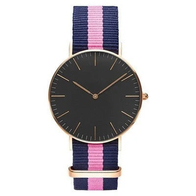 Nylon two-needle watch with quartz movement and stainless steel buckle