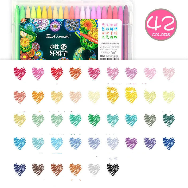 Water-based fibre pen sets showing multiple colour options with quick-dry ink for writing and drawing