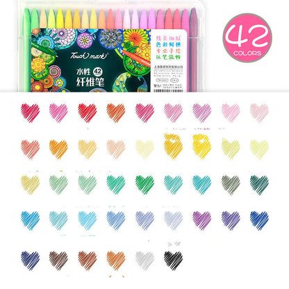 Water-based fibre pen sets showing multiple colour options with quick-dry ink for writing and drawing