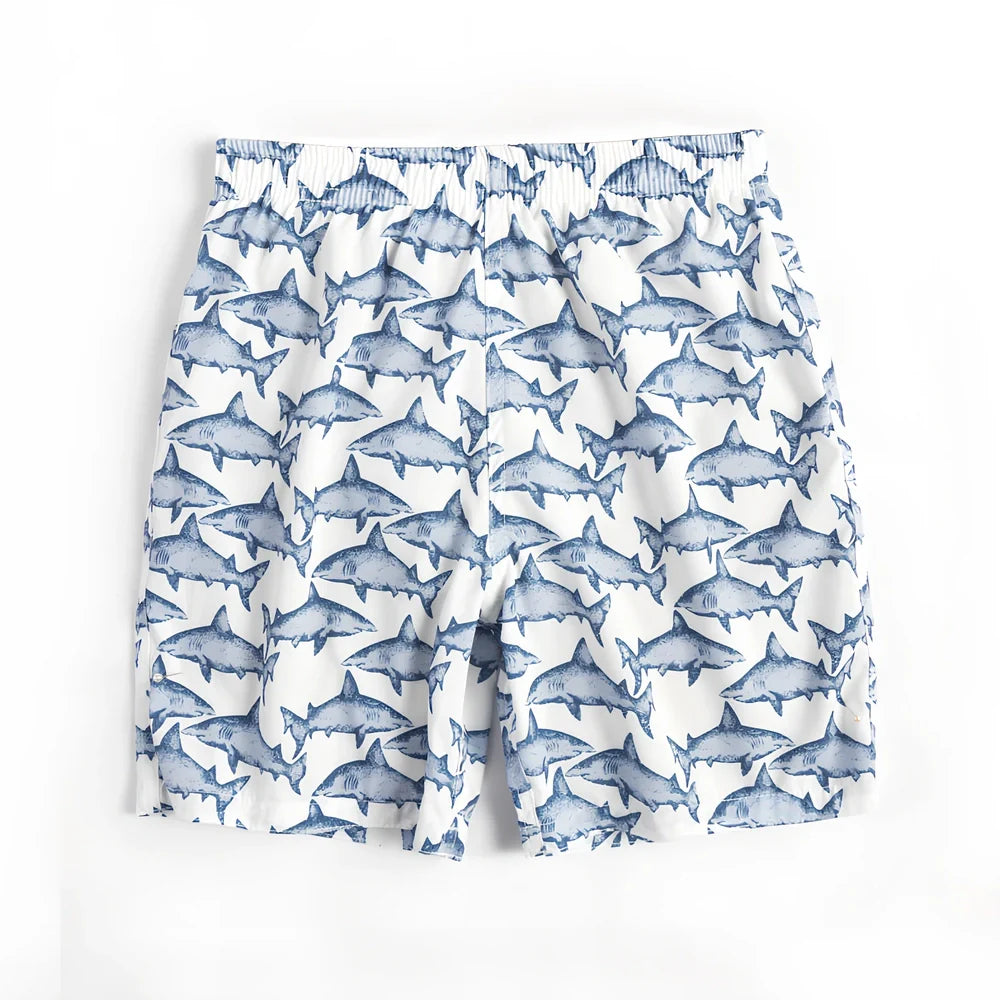 Children's quick-dry swimming trunks with cactus pattern, elastic waistband, boxer-style design