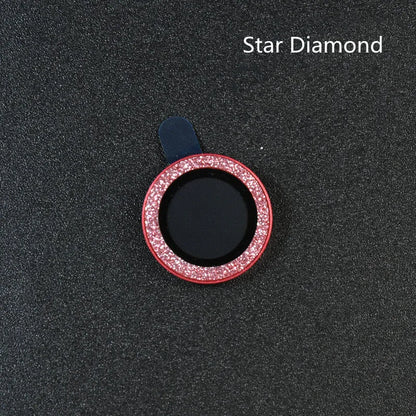 iPhone 12 lens protective film with diamond-cut aluminium alloy ring and tempered glass layer
