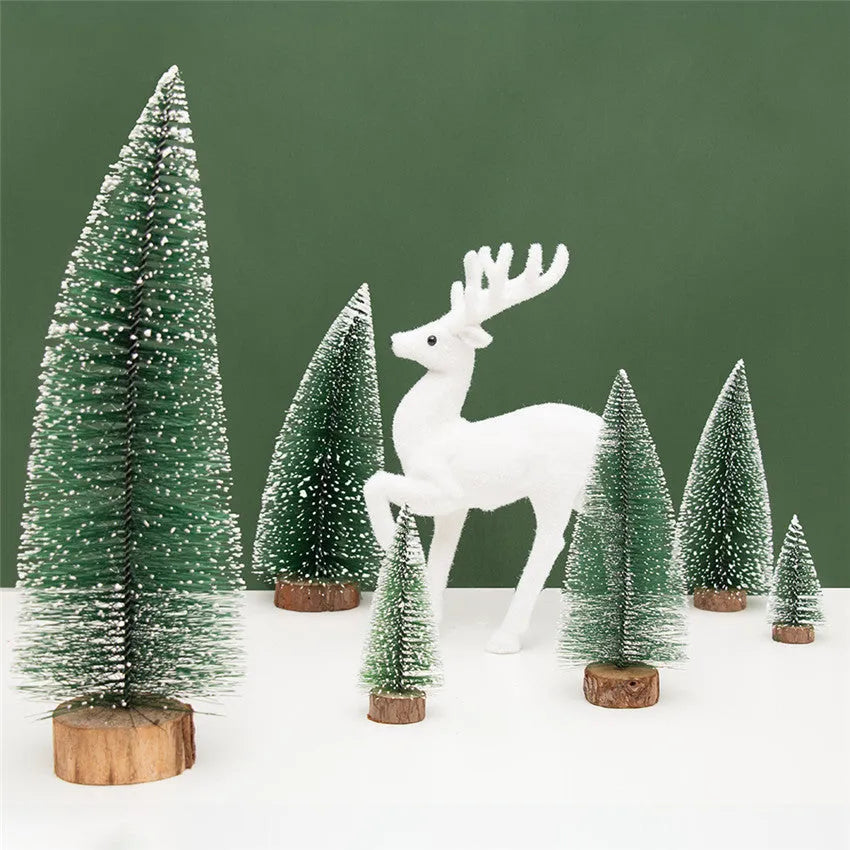 Green and white artificial Christmas pine needle tree decoration in 10 cm to 30 cm sizes
