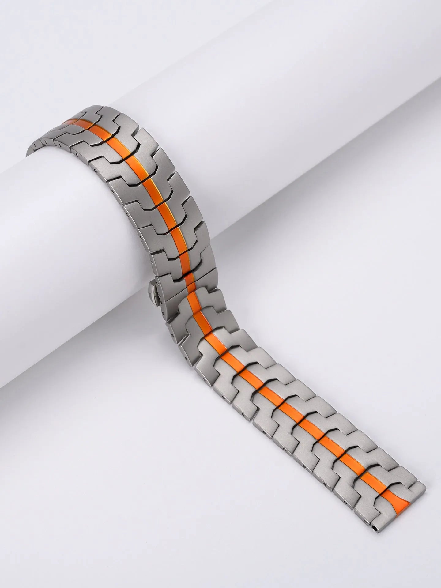 Stainless steel watch band for Samsung Galaxy Watch in multiple colour options on a grey background.