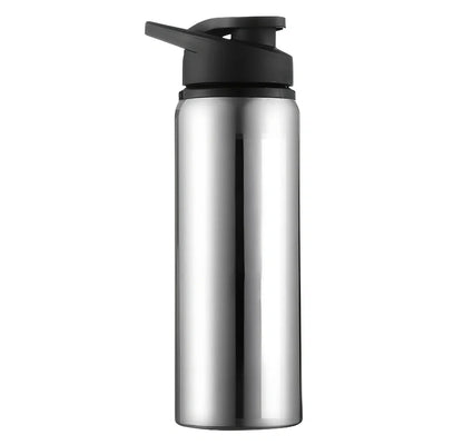 700ml stainless steel sports water bottle with red finish and black PP plastic screw-top lid
