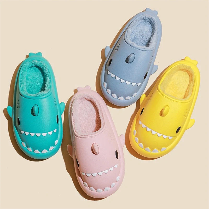 Cartoon Shark EVA Home Slippers in various colors with waterproof soft bottom