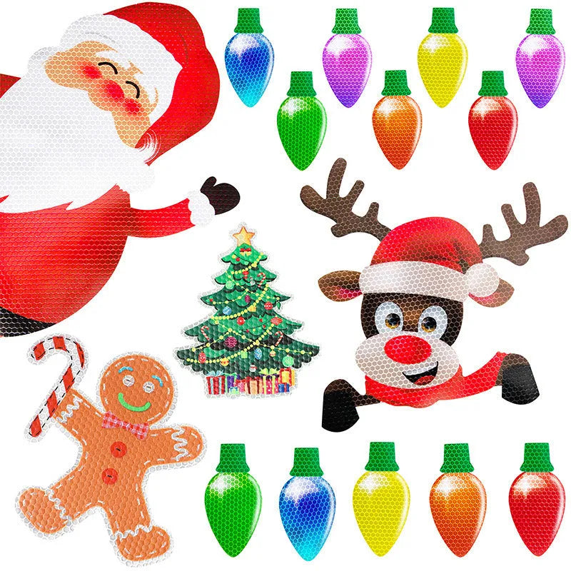 Christmas light bulb magnetic sticker set with 24 bulbs and 12 connecting wires for car refrigerator decoration