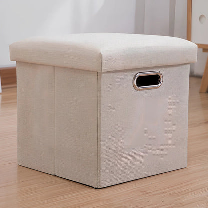 25cm cube storage stool in cotton linen fabric with hidden compartment and sponge cushioning