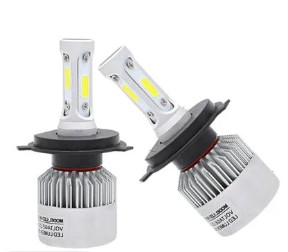 S2 car LED headlight bulbs with COB chip, 6500K white light, 8000LM, cooling fan and aviation aluminium 6063