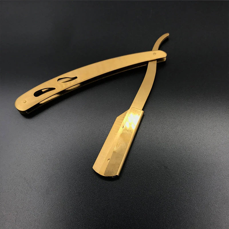 Premium stainless steel straight razor with sharp blades for a smooth, comfortable shave