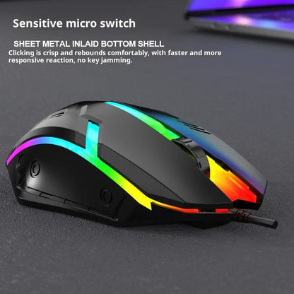 Wired USB e-sports gaming mouse in black or white, large plastic photoelectric desktop mouse