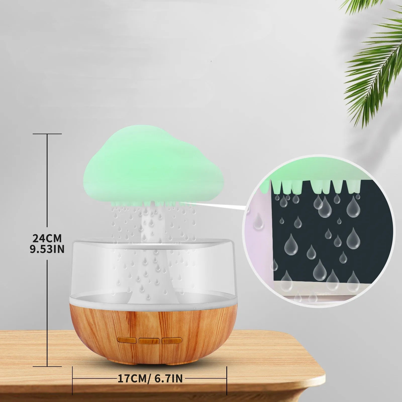 White cloud shaped humidifier with coloured lights, water flow effect and USB charging port