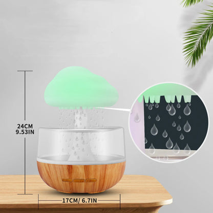 White cloud shaped humidifier with coloured lights, water flow effect and USB charging port