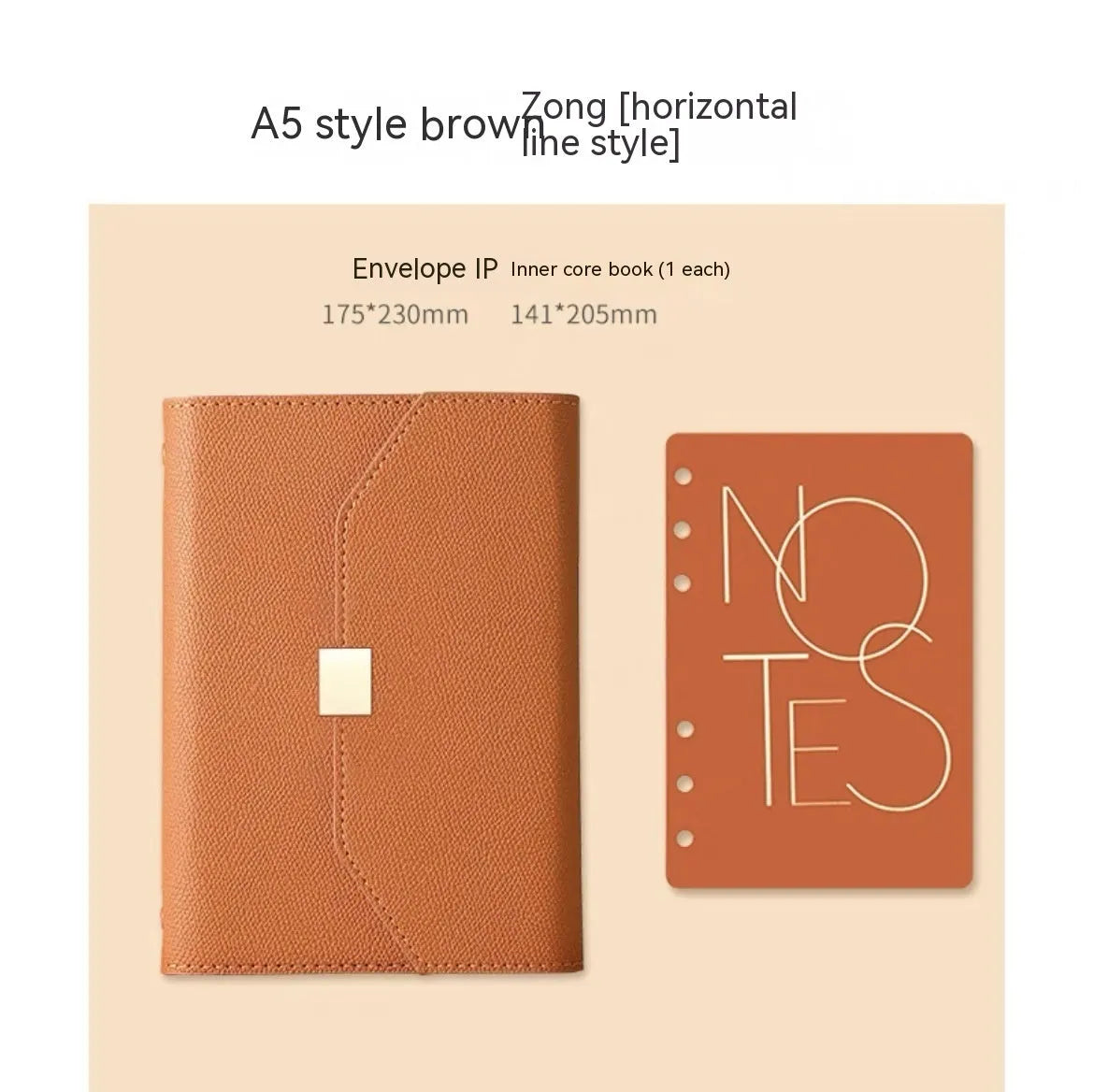 Loose leaf notebook with PU cover in brown, blue, green or gray, A5 or A6 size, 100 sheets of 80gsm wood-free paper.