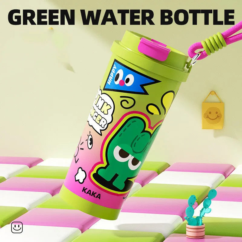 A creative-design vacuum insulated water bottle in one of four colours, showing a 500ml capacity.