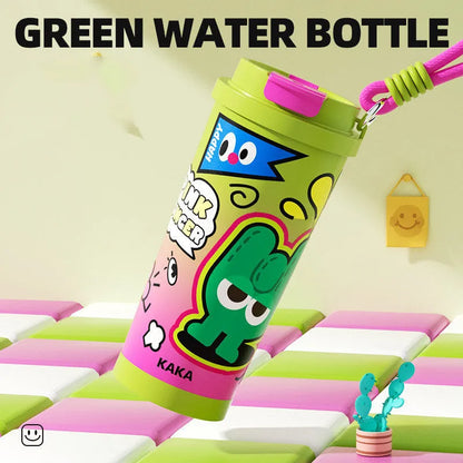 A creative-design vacuum insulated water bottle in one of four colours, showing a 500ml capacity.