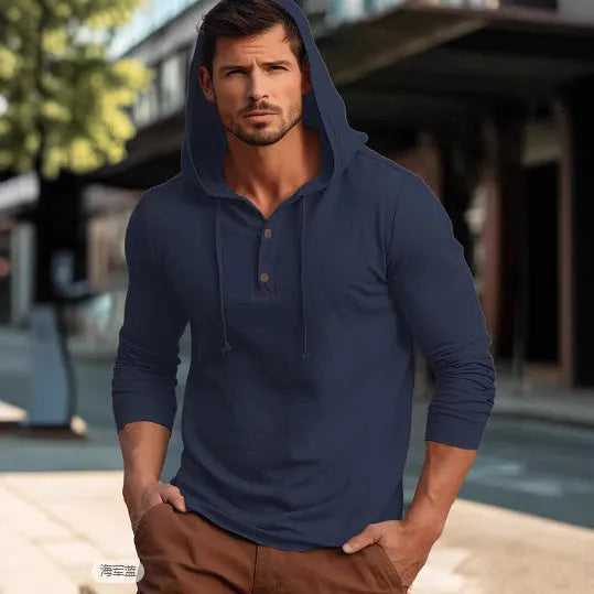 Casual cotton pullover hoodie in light green shown on a model
