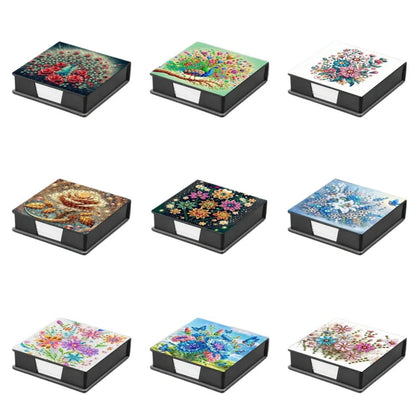 DIY diamond painting label box with cartoon design showing frameless construction and plastic material
