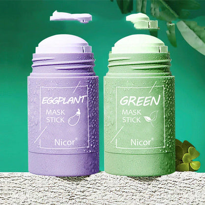 Nourishing Green Tea and Eggplant Clay Mask Set - Deeply cleanse pores, control oil, and brighten skin for a radiant, healthy-looking complexion