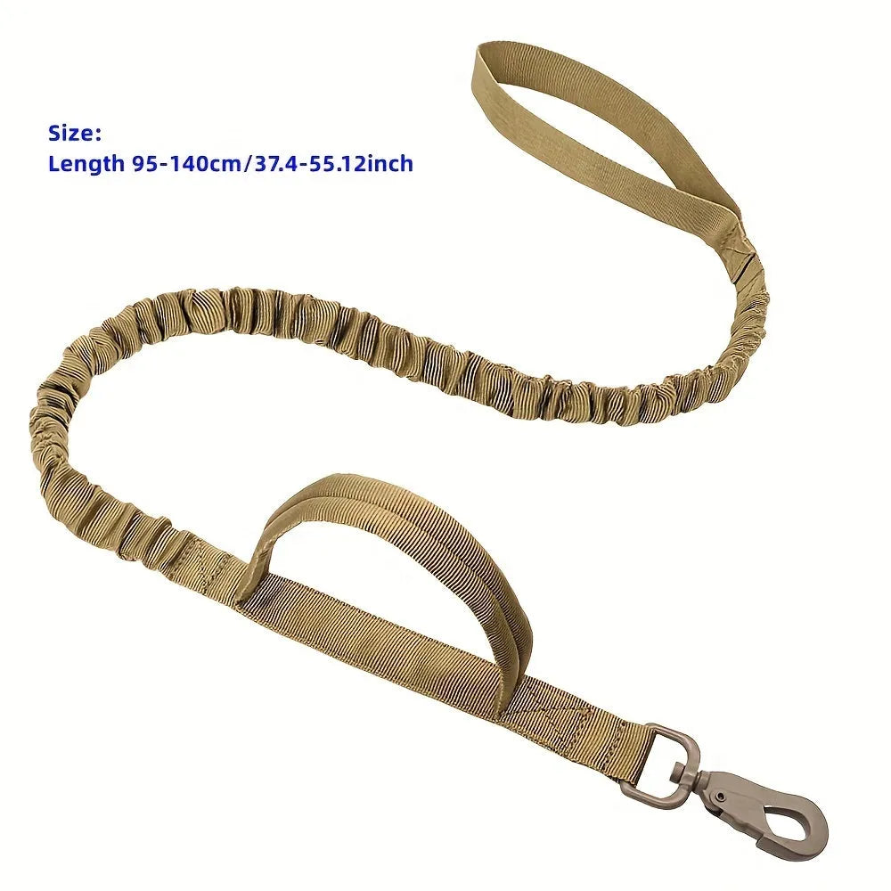 Retractable dog leash for large breeds with ergonomic handle, shown in black, green, and khaki.