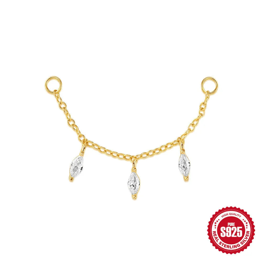S925 sterling silver water drop shaped earrings with a flat spiral design in a gold electroplated finish.