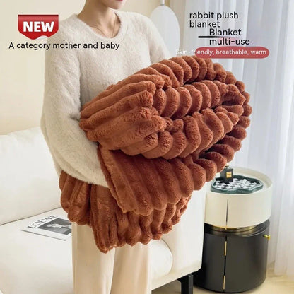 Luxurious Bubble Faux Rabbit Fur Blanket in various colors and sizes, providing cozy and warm comfort