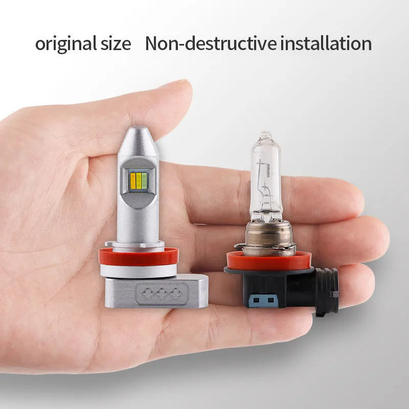 Aluminium LED fog lamp bulb with 6500K white light, compatible with H8 H9 H11 PSX24 PSX26 9005 9006 formats