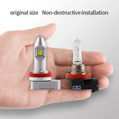 Aluminium LED fog lamp bulb with 6500K white light, compatible with H8 H9 H11 PSX24 PSX26 9005 9006 formats