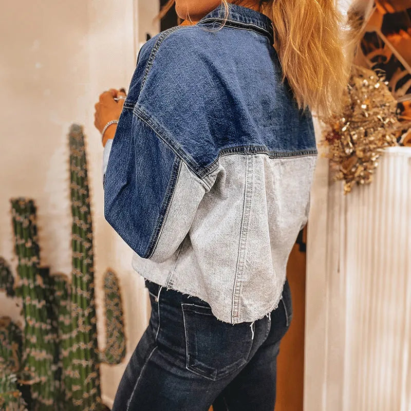 Women's loose fit denim coat with single row multi-buckle front closure in colour LC7821465-P704