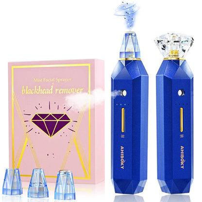 2-in-1 Blackhead Remover Vacuum Pore Cleaner with oxygen injection moisturizing in pink and sapphire blue